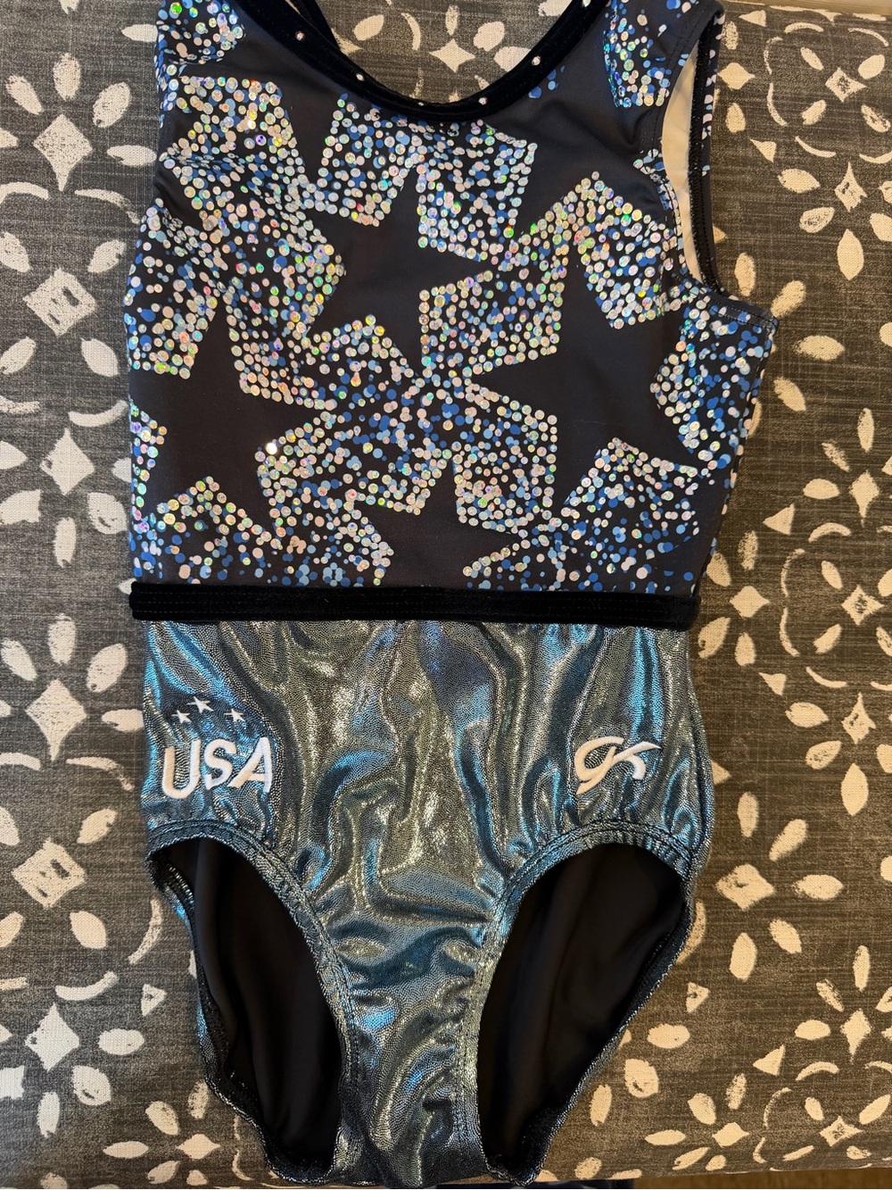 GK Kids Metallic Blue USA Star-Pattern One-Piece *never worn*